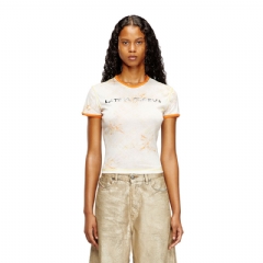 Diesel Women T-shirt with Latina Foreva print White/Orange P016240SPCL