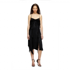 Diesel Women Satin dress with raw-cut flounces Black A185670LHBF