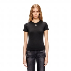 Diesel Women Slim-fit T-shirt with metallic Oval D Black A199170AHQH