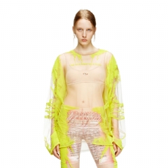 Diesel Women Long-sleeve nylon T-shirt with lyrics print Yellow A197180AFBM