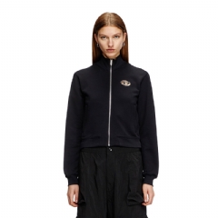 Diesel Women Zip-up sweatshirt with cut-out logo Black A168420BMBJ