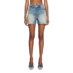 Diesel Women Shorts in worn-effect denim Light Blue A190600DBEC
