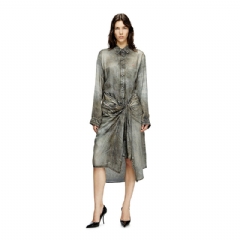 Diesel Women Wrap dress in denim-look viscose Dark grey A185770LKCT