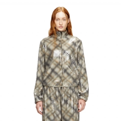 Diesel Women Sequined sweater with plaid design Beige/Grey A217670SLCD