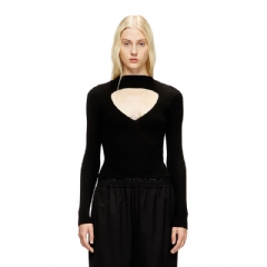 Diesel Women Ribbed wool jumper with cut-out Black A189040PLBF