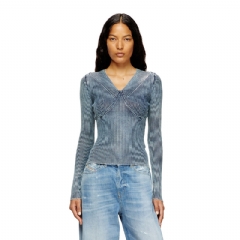 Diesel Women Denim-yarn jumper with shiny effect Blue A194740NKCL