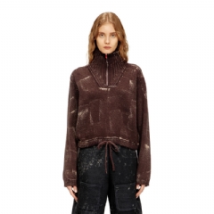 Diesel Women Half-zip jumper with distressed effect Brown A218200GSBW