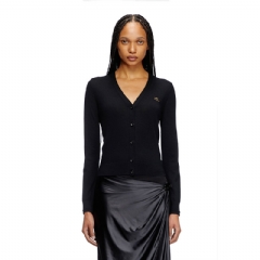 Diesel Women Wool cardigan with cut-out logo Black A174990DCCH