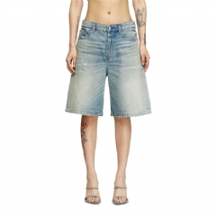 Diesel Women Shorts in worn-effect denim Light Blue A140510DBEC