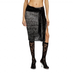 Diesel Women Knitted skirt with hip tie Black A188650BJBR