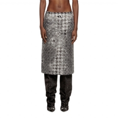 Diesel Women Midi skirt in Prince of Wales jacquard denim Black/White A214700CEBN