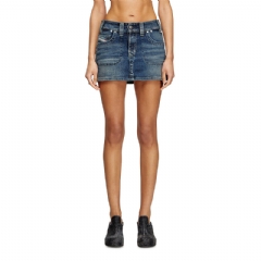Diesel Women Mini skirt in Rehab denim Dark Blue A1770309J06