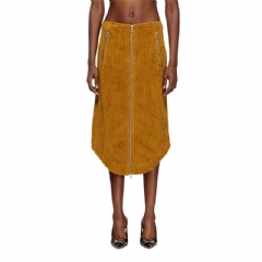 Diesel Women Cotton midi skirt with zipper Light Brown A185830EPBU