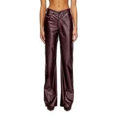 Diesel Women Burgundy pants in coated fabric Burgundy P016980SPFE