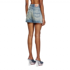 Diesel Women Shorts in worn-effect denim Light Blue A190600DBEC