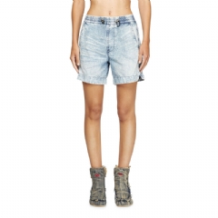 Diesel Women Shorts in marbled denim Light Blue A1865609M39