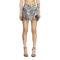 Diesel Women Nylon mini skirt with Heraldic print Grey A184170BJBT