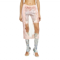 Diesel Women Layered midi skirt with lyrics print Face Powder A197230AFBM