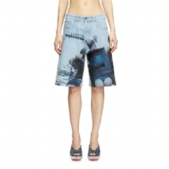Diesel Women Denim shorts with faded print Light Blue P015970CMBM