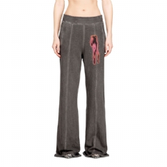 Diesel Women Cotton pants with prints and studs Dark grey A211870DCCD
