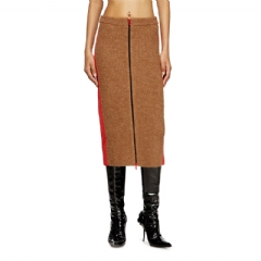 Diesel Women Midi skirt in alpaca with front zipper Brown A194980JLCD