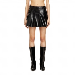 Diesel Women Short pleated skirt in coated suiting Black A209910SLCF
