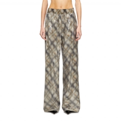 Diesel Women Sequined pants in with plaid design Beige/Grey A217680SLCD