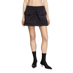 Diesel Women Crinkled mini skirt with utility pockets Black A168180AKAD