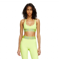 Diesel Women Microfibre sports bra with cut-off logo Green Fluo A182770PLAR