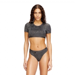 Diesel Women Cropped T-shirt with metallic effect Grey A229440HNBB