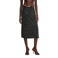 Diesel Women Midi skirt with denim effect Black A165960NJBJ