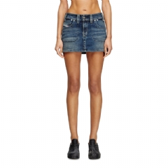 Diesel Women Mini skirt in Rehab denim Dark Blue A1770309J06