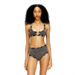 Diesel Women Soft bra in cotton rib with jewel Oval D Grey A215510LKAR