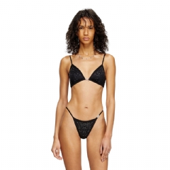 Diesel Women Microfibre triangle bra with crystals Black A175450DLBC