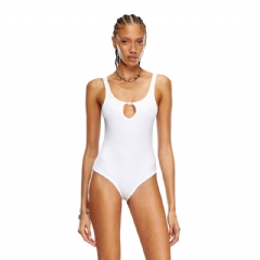 Diesel Women Ribbed bodysuit with Oval D plaque White A153650LKAR