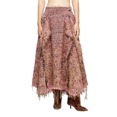 Diesel Women Brushed bouclé skirt with frayed hem Pink A206970DCBZ