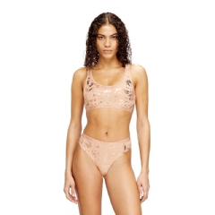 Diesel Women Stretch-cotton bralette with metallic print Nude A229410HNBB