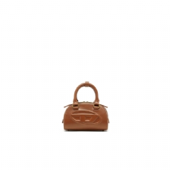 Diesel Women 1DR Dome-Mini bowling bag in pull-up leather Camel X10369P8765