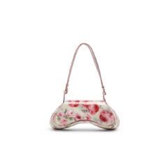 Diesel Women Play-Shoulder bag in printed glossy PU White/Pink X10221P6019