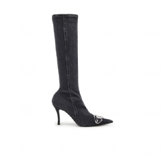 Diesel Women D-Venus-Knee-high boots in stretch denim Black Y03366P6901