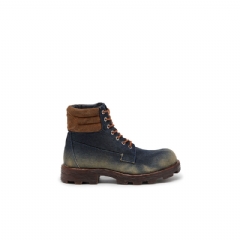 Diesel Women D-Hammer-Combat boots in denim and suede Dark Blue Y03841P8093