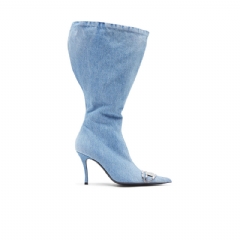 Diesel Women D-Venus-Wide knee-high boots in denim Light Blue Y03877P7605
