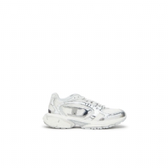 Diesel Women S-Pro-V-Dense-Metallic mesh sneakers with Oval D logo White/Silver Y03594P8135
