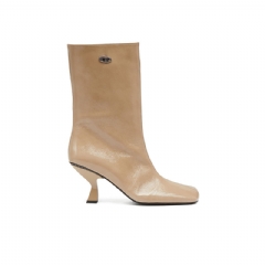 Diesel Women D-Amber-Square-toe ankle boots with naplak effect Beige Y03820P8880