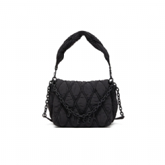 Diesel Women Charm-D M-Shoulder bag in quilted nylon Black X10265P8048