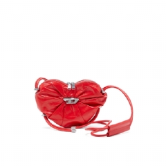 Diesel Women Scrunch-D-Heart shoulder bag in scrunched leather Red X10465P1003