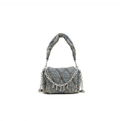 Diesel Women Charm-D S-Small handbag in quilted denim Dark Blue X09597P5570