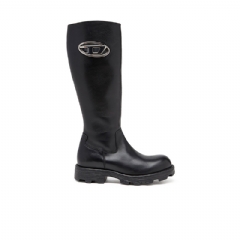 Diesel Women D-Hammer-Leather knee-high boots Black Y03417P4471