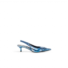 Diesel Women D-Venus-Two-tone metallic slingback pumps Blue Y03706P8360