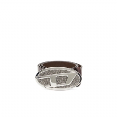 Diesel Women 4cm leather belt with rhinestone Oval D buckle Brown X10429PR666